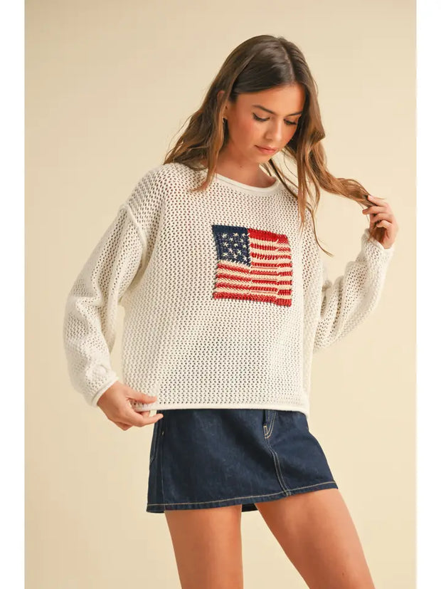 nb Flag Knitted Sweater Top