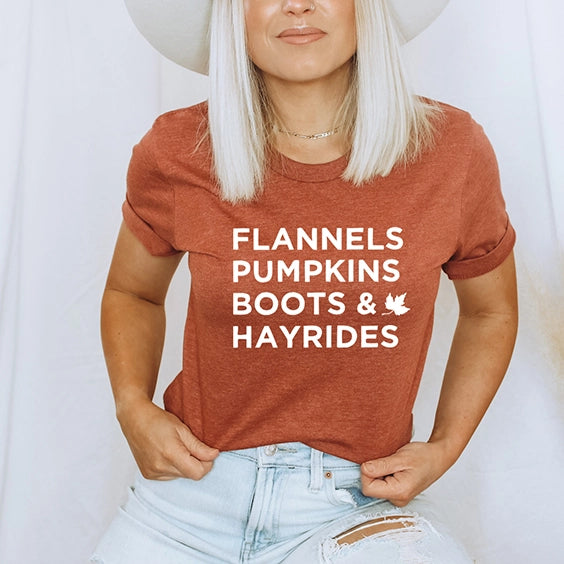 Flannels Pumpkins Boots Hayrides T-Shirt