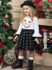 Happy Snowman Polka Dot Tutu Dress