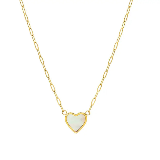 Pat stainless steel gold necklace with heart
