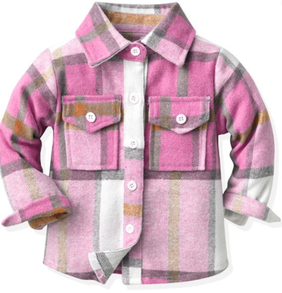 The In Between - Girls Plaid Shacket