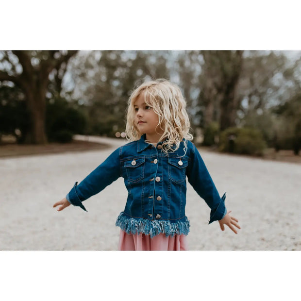 Kids Long Sleeve Fringe Fall Winter Button Jacket