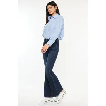 KAN CAN Petite Mid Rise Flare JEANS NB