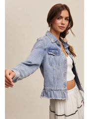 Tia Ruffled Hem Denim Jacket NB
