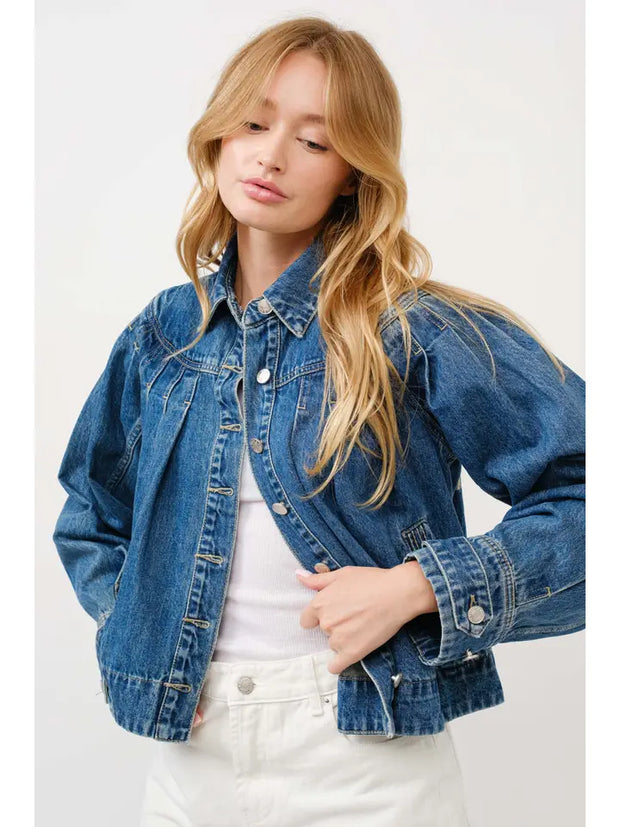 NB Pleated Denim Jacket W/Stitch