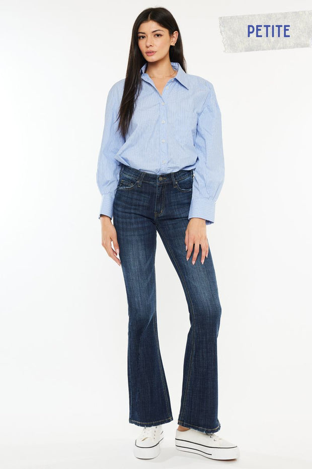 KAN CAN Petite Mid Rise Flare JEANS NB