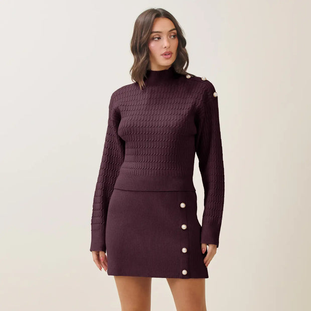 NB Jewel Button Knit Top & Skirt Set
