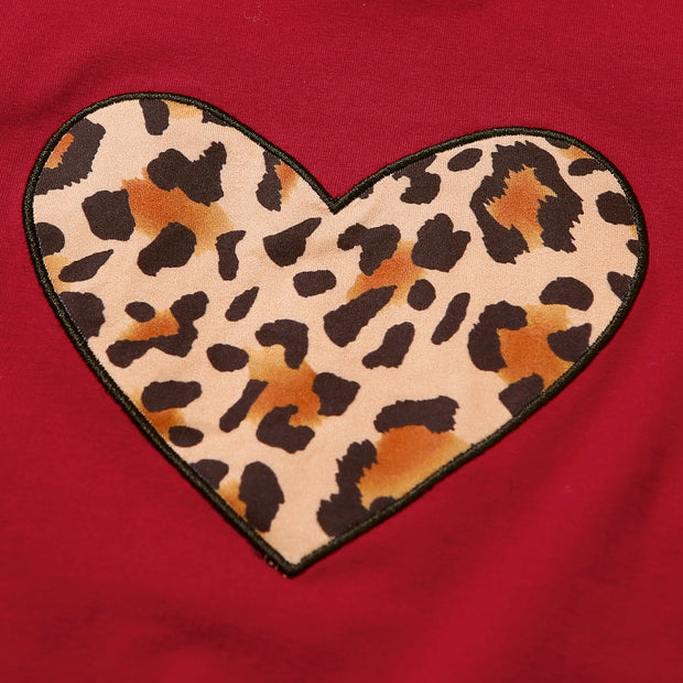 2-piece Toddler Girl Leopard Heart Sweatshirt Pants Set