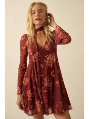 Floral Mesh  Dress with Scarf NB