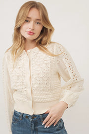 NB  LONG SLEEVE CARDIGAN EMBROIDERY SWEATER