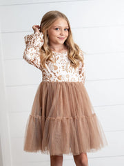 Lily Fall Tulle Ruffle Sleeve Dress