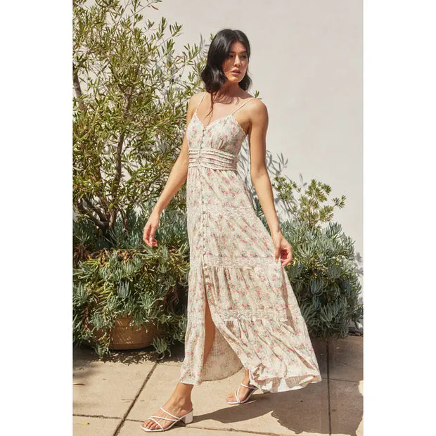 NB Whisper Lace Trim Tiered Maxi Dress LARGE NB Whisper Lace Trim Tiered Maxi Dress LARGE