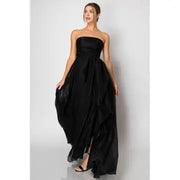 NB Organza Sleeveless Draped Bodice Maxi Dress