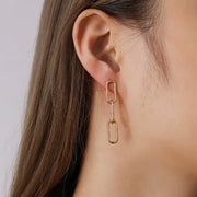 Earrings gold  linked stainless steel hyper allergenic 3 souls
