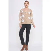 Addi Raised Flower Button Front Cardigan NB