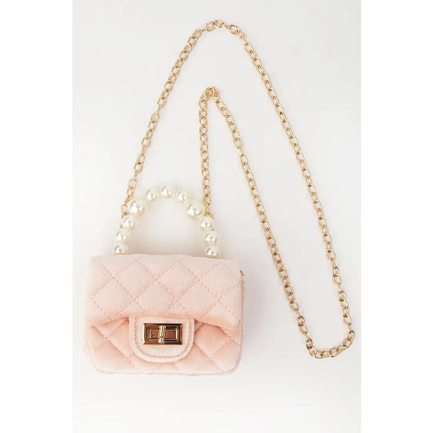 TGS Velvet Purse with Pearl Handle