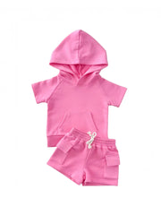 terry cargo short set