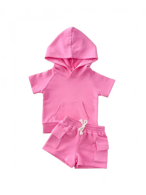 terry cargo short set