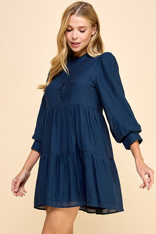 NB Pleated long sleeve dress