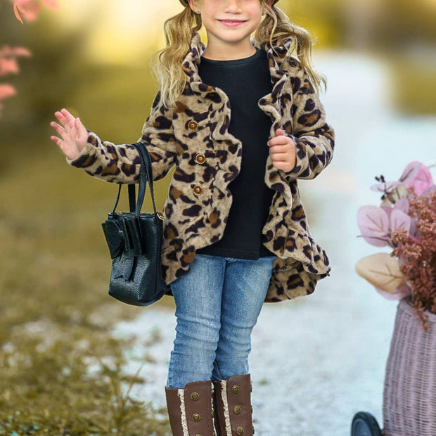 Leopard Ruffle Fleece Cardigan