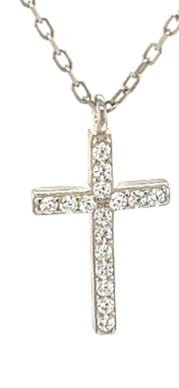 cross with stones sterling silver