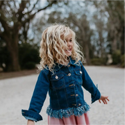 Kids Long Sleeve Fringe Fall Winter Button Jacket