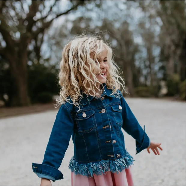 Kids Long Sleeve Fringe Fall Winter Button Jacket