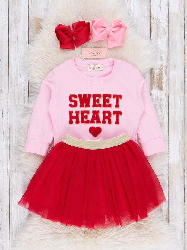 Pink & Red Sweet Heart Outfit w/ Tulle Skirt