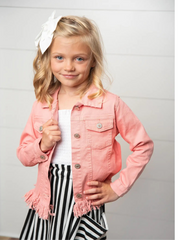 Kids Long Sleeve Fringe Fall Winter Button Jacket