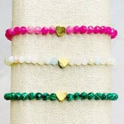 Heart and Stone Beads Stretch Bracelet