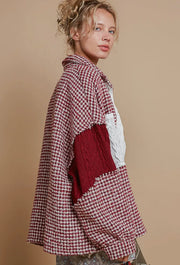 POL Houndstooth Sweater Shacket