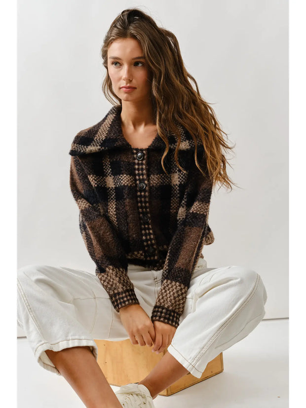 NB Pia plaid button down cardigan