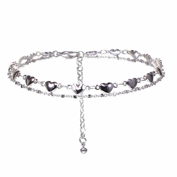 anklet silver heart