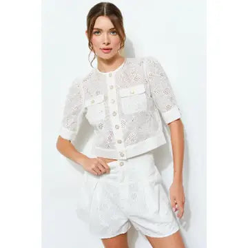 NB Embroidered Eyelet High-Waisted Shorts