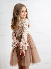 Lily Fall Tulle Ruffle Sleeve Dress