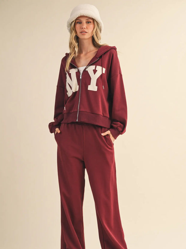 Ny Zip Up Hoodie and Straight Pants Set NB