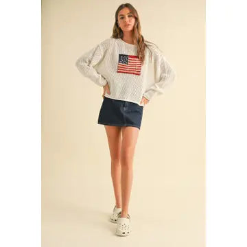 nb Flag Knitted Sweater Top