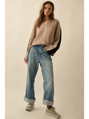 Penny  Knit Stitched Loose-Fit Sweater NB