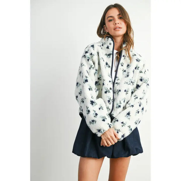 NB Floral Print Fluffy Fleece Jacket