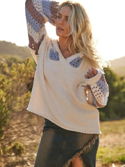 Hooded Stripe Crochet Sweater NB