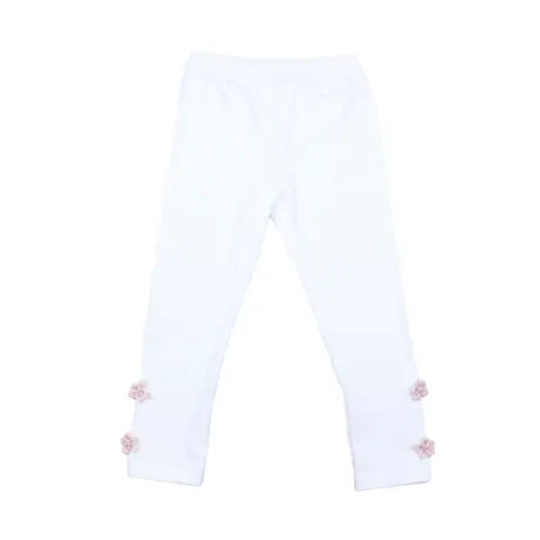 CHILDREN White Ribbon Floral Leggings