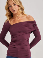Elegant Asymmetric Neckline Knit Top NB