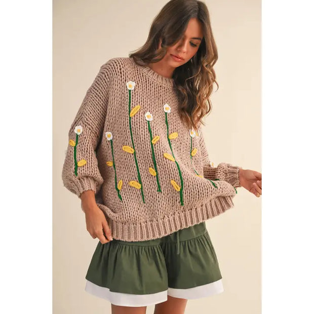 FLOWER CHUNKY SWEATER NB