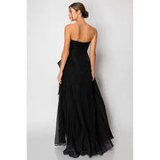 NB Organza Sleeveless Draped Bodice Maxi Dress