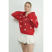 NB red crochet heart sweater