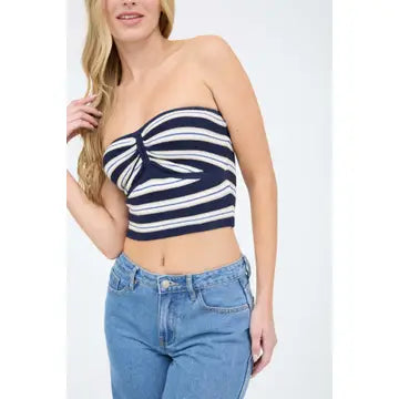 Strapless Cropped Sweater Knit Top TGS