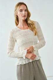 Nancy Lace Detail Sheer Smocking Top NB