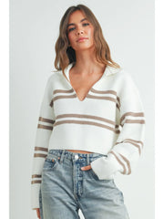 Bri stripe Crop Collar Sweater NB