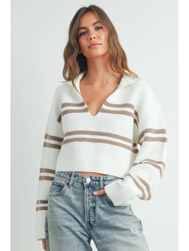 Bri stripe Crop Collar Sweater NB