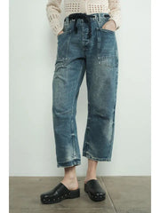 Denim Pants with Eyelet Waist NB